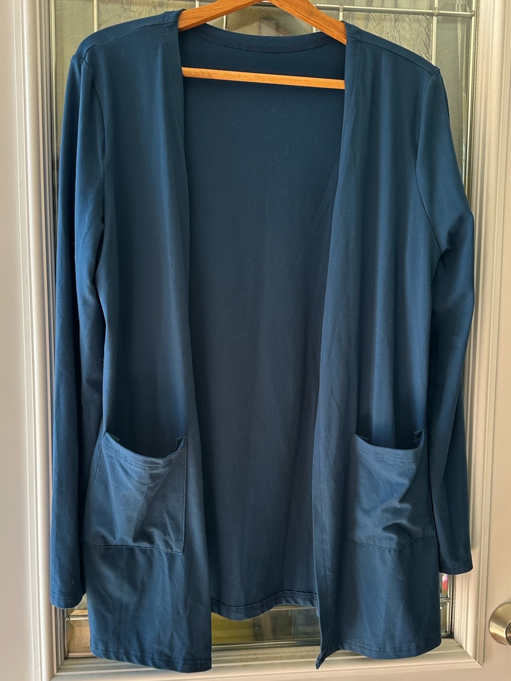 Ladies Teal Open-Front Cardigan Sweater